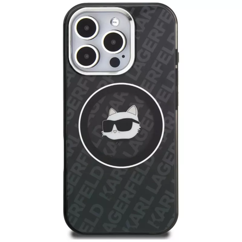 Karl Lagerfeld IML Choupette Head Logo MagSafe Θήκη για iPhone 16 Pro, Μαύρο