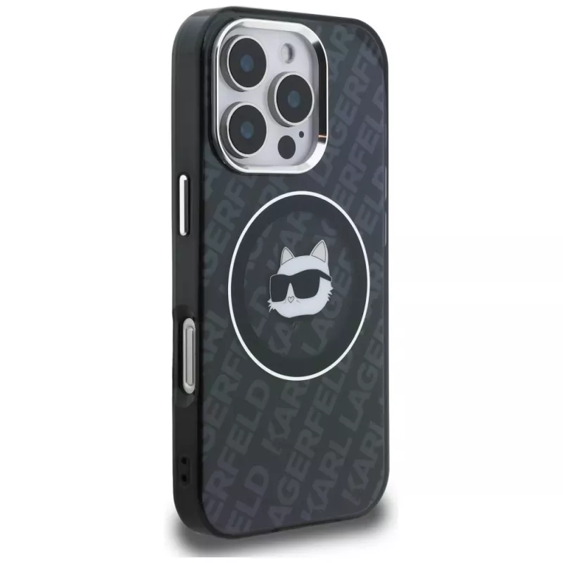 Karl Lagerfeld IML Choupette Head Logo MagSafe Θήκη για iPhone 16 Pro, Μαύρο