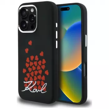 Karl Lagerfeld Silicone Heart SignLogo MagSafe Θήκη για iPhone 16 Pro Μαύρο