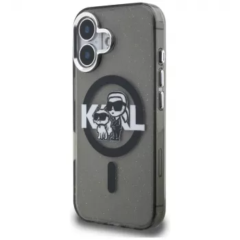 KARL LAGERFELD IML Glitter Karl & Choupette Sketch Logo MagSafe Θήκη για iPhone 16 Μαύρο