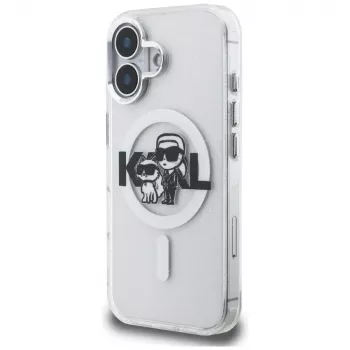 Karl Lagerfeld IML Glitter Karl & Choupette Sketch Logo MagSafe Θήκη για iPhone 16, Διάφανο