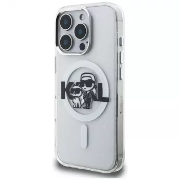 Karl Lagerfeld IML Glitter Karl & Choupette Sketch Logo MagSafe Θήκη για iPhone 16 Pro Max Διάφανο