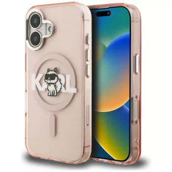 KARL LAGERFELD IML Choupette Sketch Logo MagSafe Θήκη για iPhone 16 Ροζ