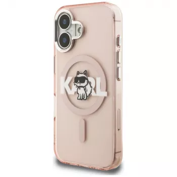 KARL LAGERFELD IML Choupette Sketch Logo MagSafe Θήκη για iPhone 16 Ροζ