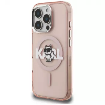 Karl Lagerfeld IML Choupette Sketch Logo MagSafe Θήκη για iPhone 16 Pro Ροζ