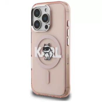 Karl Lagerfeld IML Choupette Sketch Logo MagSafe Θήκη για iPhone 16 Pro Max, Ροζ