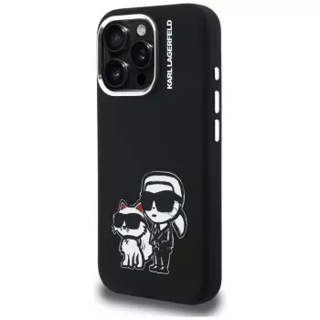 KARL LAGERFELD Silicone Karl & Choupette Sketch MagSafe Θήκη για Apple iPhone 16 Pro, Μαύρο