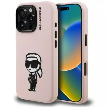 KARL LAGERFELD Silicone Karl Sketch MagSafe Θήκη για iPhone 16 Pro Ροζ