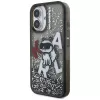 KARL LAGERFELD Liquid Glitter Choupette Logo Θήκη για iPhone 16, Μαύρο