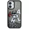 KARL LAGERFELD Liquid Glitter Choupette Logo Θήκη για iPhone 16, Μαύρο