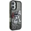 KARL LAGERFELD Liquid Glitter Choupette Logo Θήκη για iPhone 16, Μαύρο