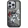 KARL LAGERFELD Liquid Glitter Choupette Logo Θήκη για iPhone 16 Pro, Μαύρο