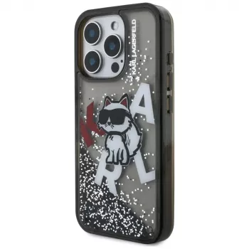 KARL LAGERFELD Liquid Glitter Choupette Logo Θήκη για Apple iPhone 16 Pro Max - Μαύρο