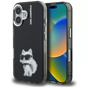 Karl Lagerfeld IML Aquarelle Choupette & Logo Θήκη για iPhone 16, Μαύρο