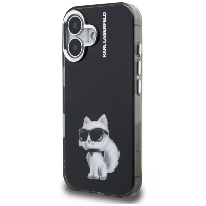 Karl Lagerfeld IML Aquarelle Choupette & Logo Θήκη για iPhone 16, Μαύρο