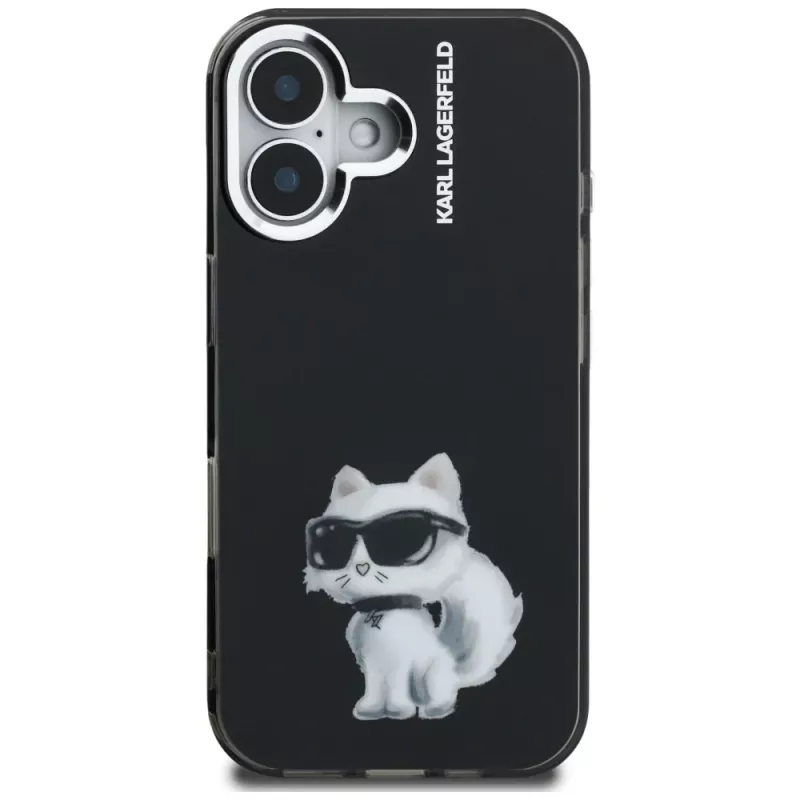 Karl Lagerfeld IML Aquarelle Choupette & Logo Θήκη για iPhone 16, Μαύρο