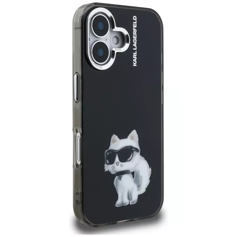 Karl Lagerfeld IML Aquarelle Choupette & Logo Θήκη για iPhone 16, Μαύρο