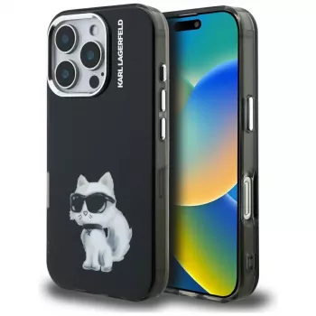 Karl Lagerfeld IML Aquarelle Choupette & Logo Θήκη για Apple iPhone 16 Pro, Μαύρο