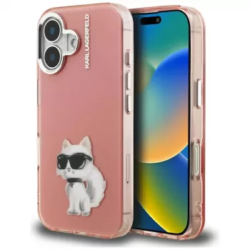 Karl Lagerfeld IML Aquarelle Choupette & Logo Θήκη για iPhone 16, Ροζ
