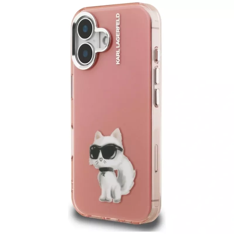 Karl Lagerfeld IML Aquarelle Choupette & Logo Θήκη για iPhone 16, Ροζ