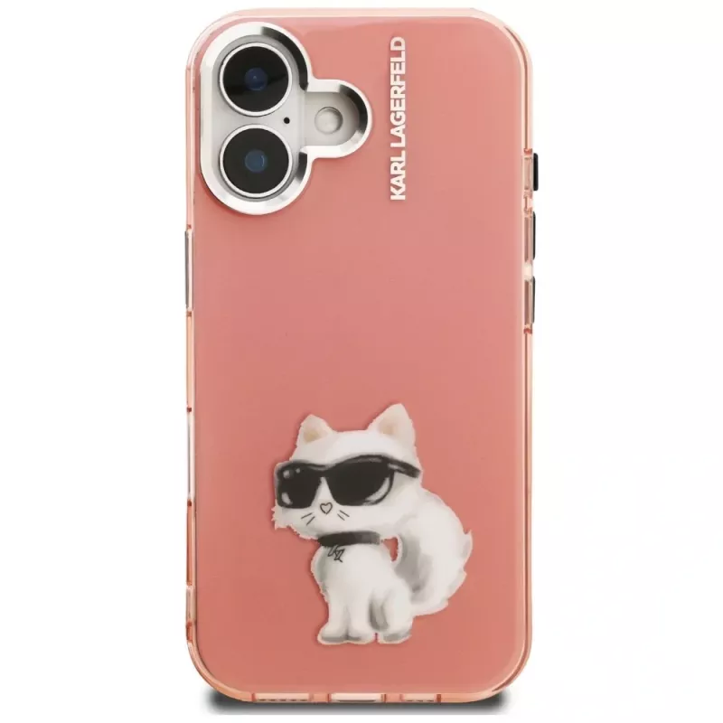 Karl Lagerfeld IML Aquarelle Choupette & Logo Θήκη για iPhone 16, Ροζ