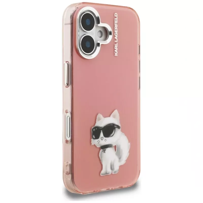 Karl Lagerfeld IML Aquarelle Choupette & Logo Θήκη για iPhone 16, Ροζ