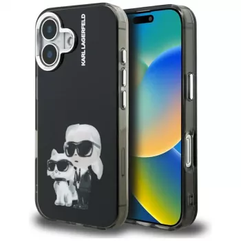 KARL LAGERFELD IML Aquarelle Karl & Choupette & Logo Θήκη για Apple iPhone 16, Μαύρο
