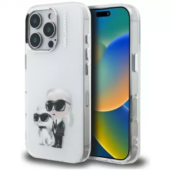 Karl Lagerfeld IML Aquarelle Karl & Choupette & Logo Θήκη για Apple iPhone 16 Pro, Λευκό