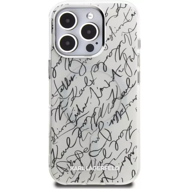 Karl Lagerfeld IML Karl ScriptPattern MagSafe Θήκη για Apple iPhone 16 Pro, Λευκό