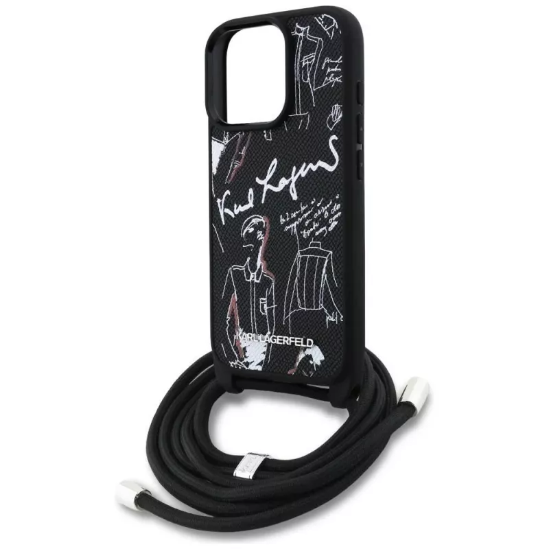 Karl Lagerfeld Crossbody GrainedPattern & Logo Θήκη για Apple iPhone 16 Pro Max, Μαύρο