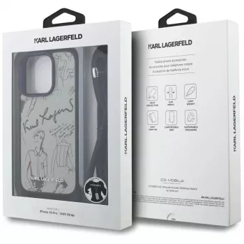Karl Lagerfeld Crossbody GrainedPattern & Logo Θήκη για iPhone 16 Pro, Γκρι