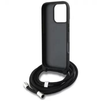 Karl Lagerfeld Crossbody Θήκη με ανάγλυφο μοτίβο & λογότυπο για iPhone 16 Pro Max, Γκρι