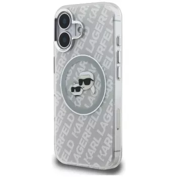 KARL LAGERFELD IML Glitter Karl & Choupette Heads Logo MagSafe Θήκη για iPhone 16, Γκρι