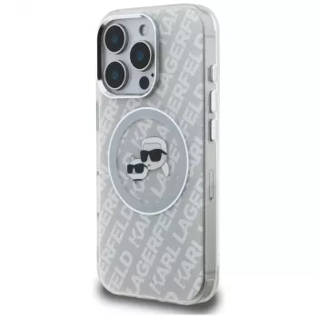 KARL LAGERFELD IML Glitter Karl & Choupette Heads Logo MagSafe Θήκη για iPhone 16 Pro Max Γκρι
