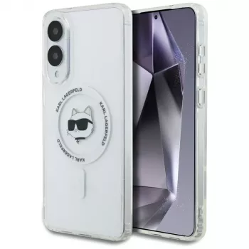Karl Lagerfeld Button Choupette Head Printed Logo MagSafe Θήκη για Samsung Galaxy S25 Edge Λευκό