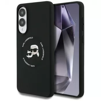 KARL LAGERFELD Silicone Double Heads and Circle MagSafe Θήκη για Samsung Galaxy S25 Edge, Μαύρο