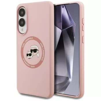Karl Lagerfeld Silicone DoubleHeads And Circle MagSafe Θήκη για Samsung Galaxy S25 Edge Ροζ