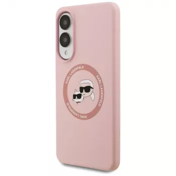 Karl Lagerfeld Silicone DoubleHeads And Circle MagSafe Θήκη για Samsung Galaxy S25 Edge Ροζ