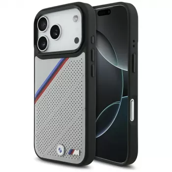 BMW M Tricolor Metal Logo MagSafe Θήκη για iPhone 17 Pro Γκρι