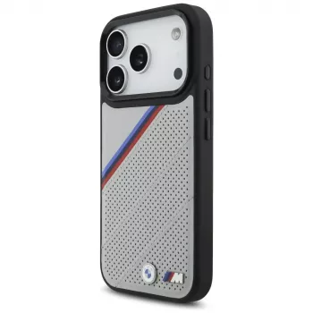 BMW M Tricolor Metal Logo MagSafe Θήκη για iPhone 17 Pro Γκρι