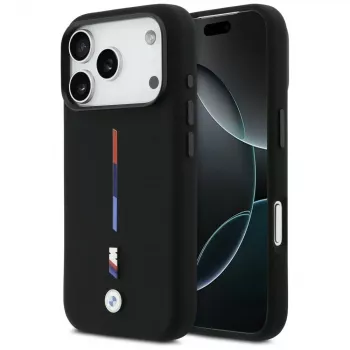 BMW M Silicon Tricolor Line MagSafe Θήκη για iPhone 17 Pro Μαύρο