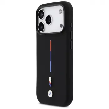 BMW M Silicon Tricolor Line MagSafe Θήκη για iPhone 17 Pro Μαύρο