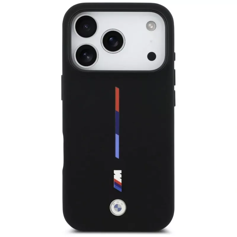 BMW M Silicon Tricolor Line MagSafe Θήκη για iPhone 17 Pro Μαύρο
