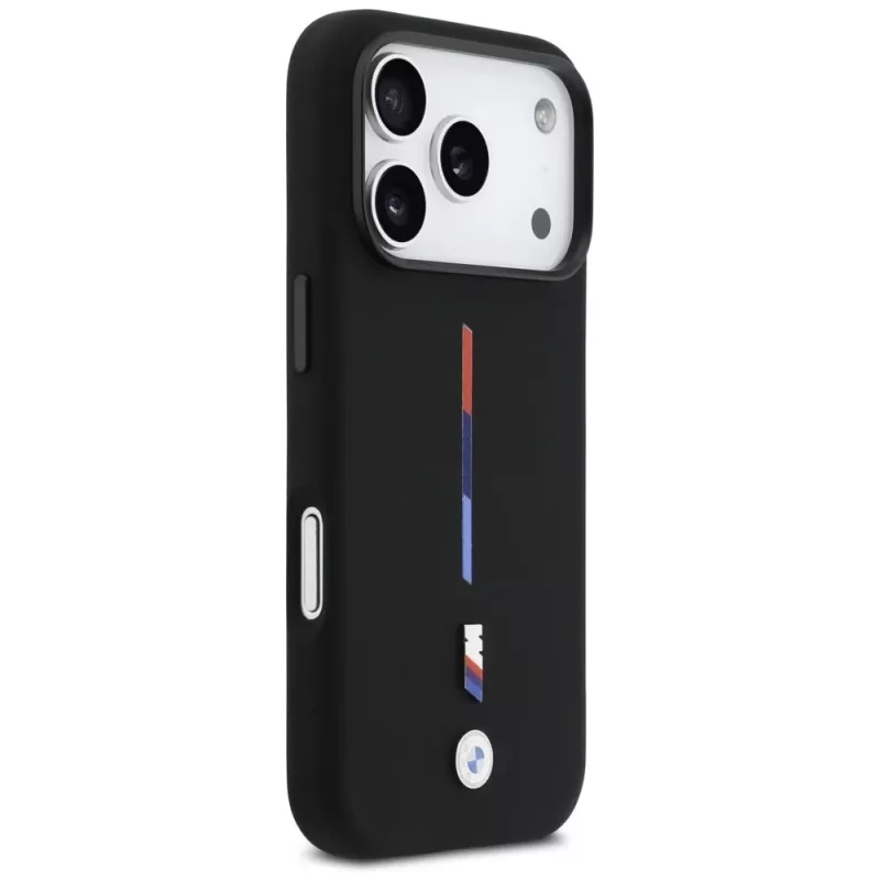 BMW M Silicon Tricolor Line MagSafe Θήκη για iPhone 17 Pro Μαύρο