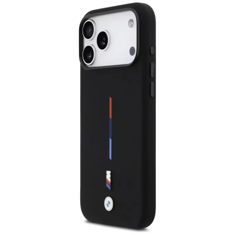 BMW M Silicon Tricolor Line MagSafe Θήκη για Apple iPhone 17 Pro Max, Μαύρο