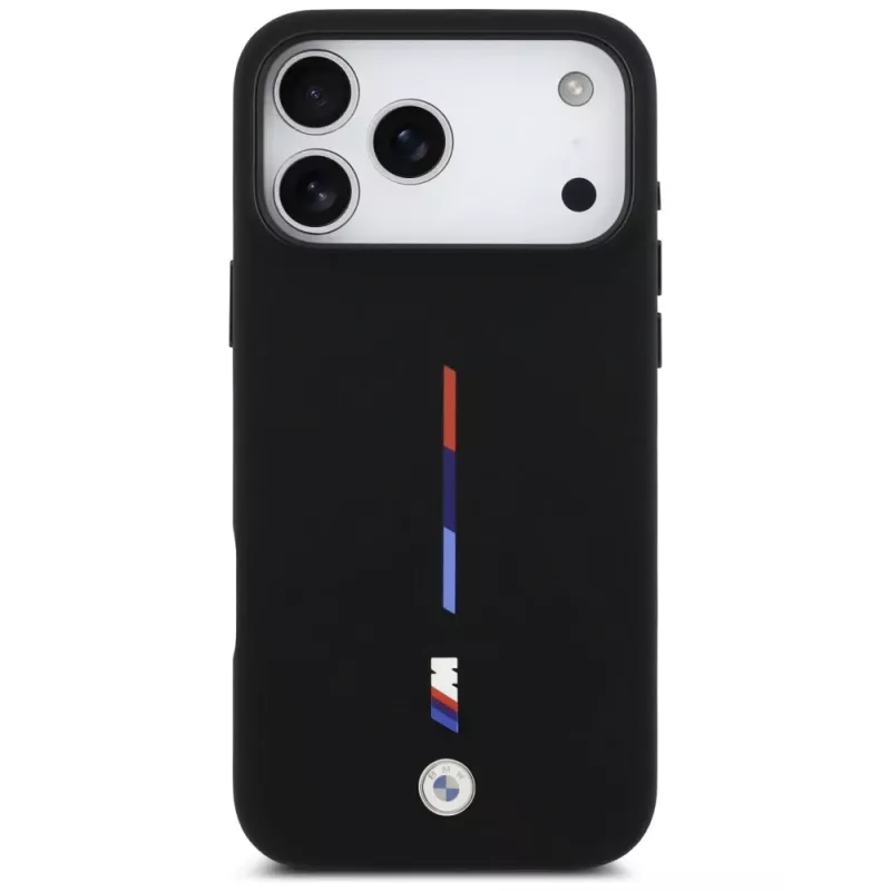 BMW M Silicon Tricolor Line MagSafe Θήκη για Apple iPhone 17 Pro Max, Μαύρο