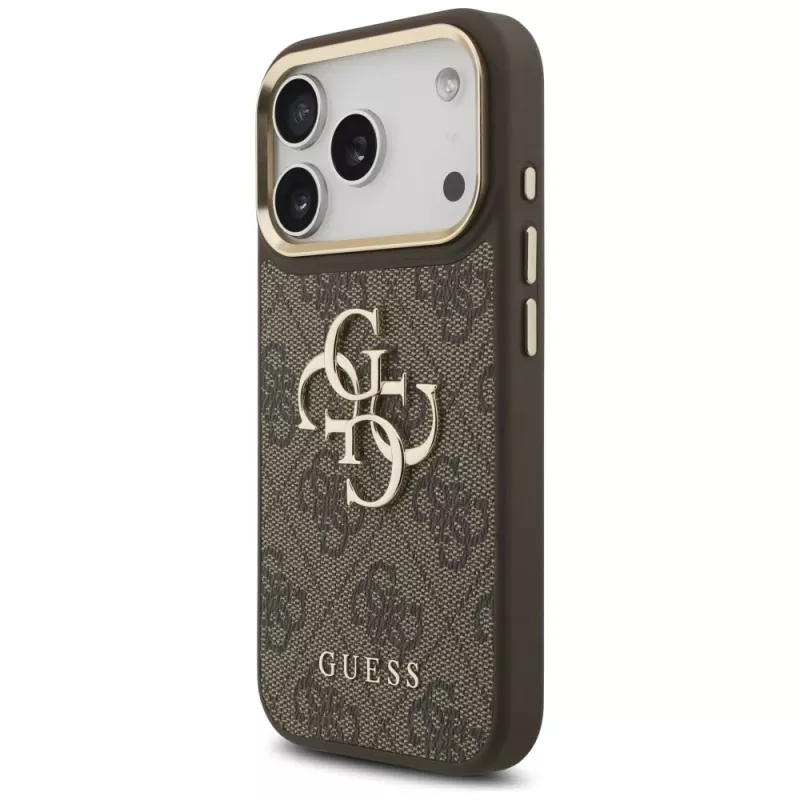 Guess 4G Big Classic Logo BigStrap Metal Buttons Θήκη για Apple iPhone 17 Pro, Καφέ