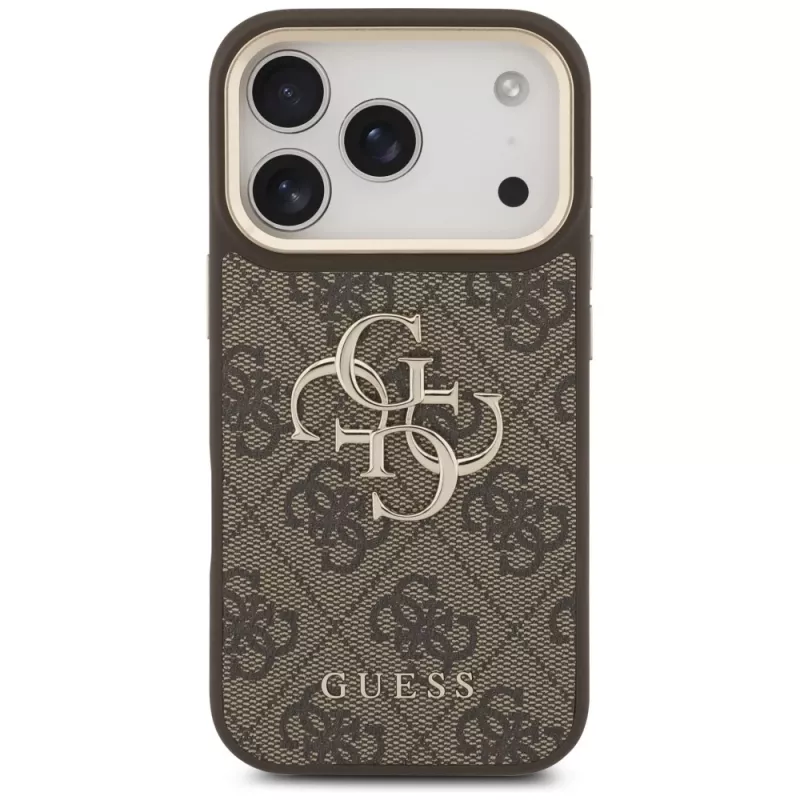 Guess 4G Big Classic Logo BigStrap Metal Buttons Θήκη για Apple iPhone 17 Pro, Καφέ