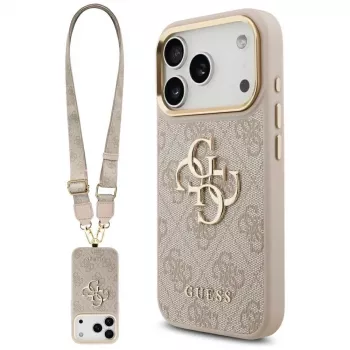 Guess 4G Big Classic Logo Big Strap Metal Buttons Θήκη για Apple iPhone 17 Pro Ροζ