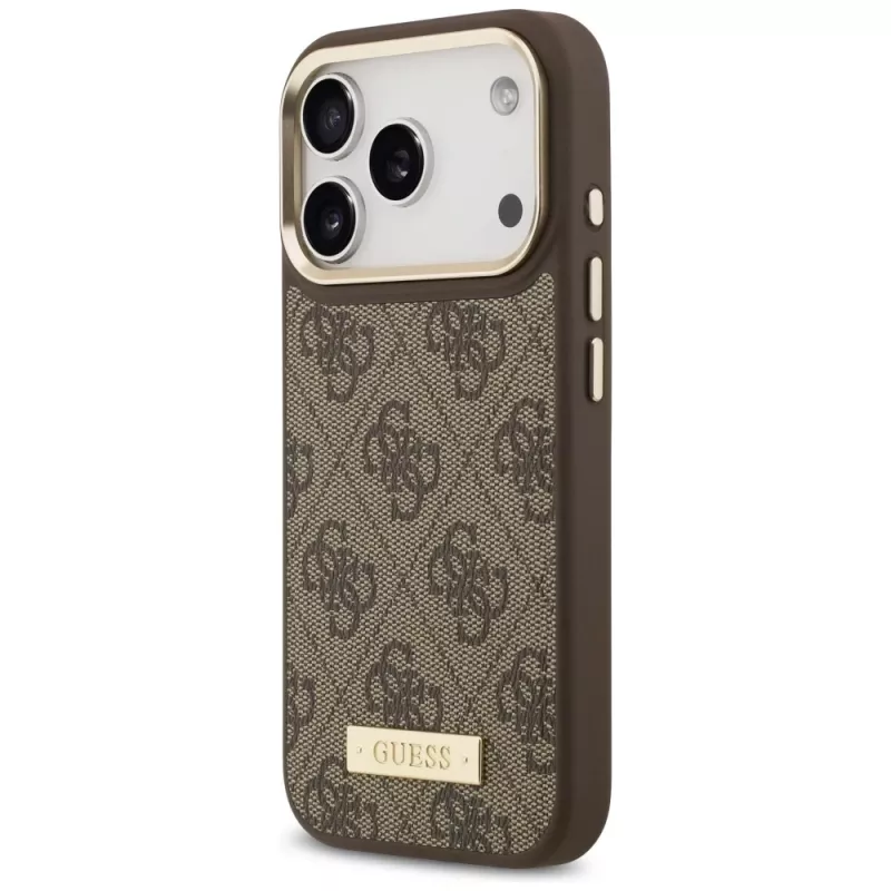 Guess 4G Logo Plate MagSafe Θήκη για Apple iPhone 17 Pro Καφέ